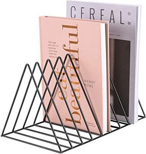 AADITYA Record Storage, Metal Magazine Book Display Rack, Stylish File Sorter , Black Floor Standing Magazine Holder