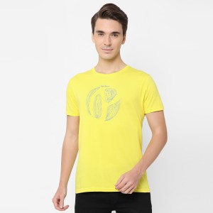 Pepe Jeans Printed Men Round Neck Yellow T-Shirt