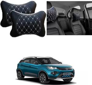 RONISH Black, Silver Leatherite Car Pillow Cushion for Tata