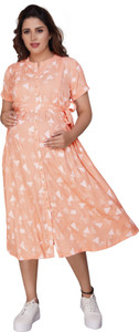 mamma's maternity Women A-line Blue Knee Length Dress