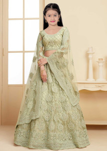 Gheludi Girls Lehenga Choli Ethnic Wear Embroidered Lehenga, Choli and Dupatta Set
