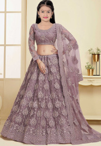 Gheludi Girls Lehenga Choli Ethnic Wear Embroidered Lehenga, Choli and Dupatta Set