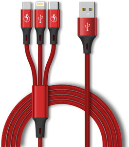 VIRMON Reversible USB 2.0 2 A 1.2 m Universal 3 in 1 Multi USB Quick Charging USB Data Cable-1.2 Meter Long, 2.1Amp