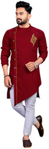 tradenest Men Solid Asymmetric Kurta