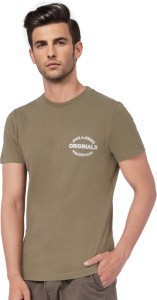 JACK & JONES Graphic Print Men Round Neck Green T-Shirt