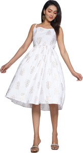 LAXMI CREATION Women Gathered White Dress