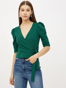 HARPA Casual Solid Women Green Top