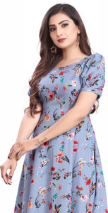 OZEX Women Peplum Blue Above Knee/Mid Thigh Length Dress