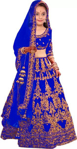 The Fashion Prime Girls Lehenga Choli Ethnic Wear Embroidered Lehenga, Choli and Dupatta Set