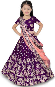 The Fashion Prime Girls Lehenga Choli Ethnic Wear Embroidered Lehenga, Choli and Dupatta Set