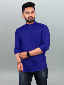 FRELURO Men Solid Straight Kurta