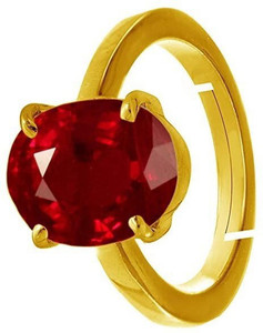 Akshita gems 9.25 Ratti 8.00 Carat Natural Burma Ruby Manik Gemstone Gold Plated Ring Brass Ruby Gold Plated Ring