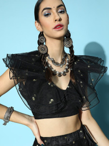 Shae by SASSAFRAS Party Embroidered Women Black Top