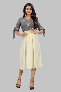 Modli 20 Fashion Women A-line Grey Knee Length Dress