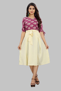 Modli 20 Fashion Women A-line Pink Knee Length Dress