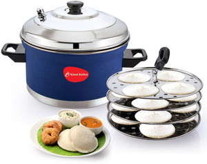 Klassi Kichen Stainless Steel Color Idli Maker 4 plates(16 Idlies) With Stand Lifter Induction & Standard Idli Maker