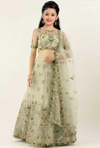 F Plus fashion Girls Lehenga Choli Ethnic Wear Embroidered Lehenga, Choli and Dupatta Set