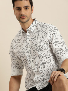 Moda Rapido Men Printed Casual White Shirt