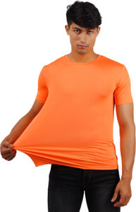 JUGULAR Solid Men Round Neck Orange T-Shirt
