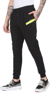FLYING MACHINE Solid Men Black Track Pants