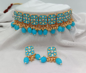 Orbis Alloy Gold-plated Turquoise Jewellery Set