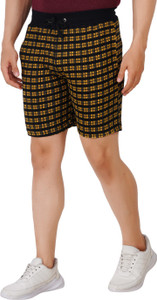 OFFENDERS Checkered Men Gold Casual Shorts