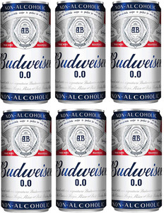 Budweiser 0.0 NON-ALCOHOLIC TIN PACK OF 6 Tin