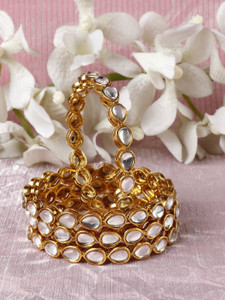 Priyaasi Brass Cubic Zirconia Gold-plated Bangle Set