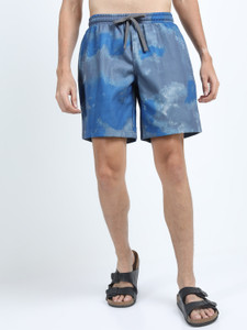 HIGHLANDER Self Design Men Grey, Blue Casual Shorts