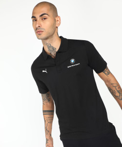 PUMA Solid Men Polo Neck Black T-Shirt