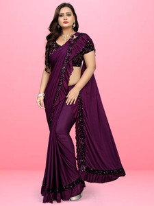 V AMAN FASHION Self Design Bollywood Lycra Blend Saree