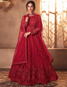 DIVINE INTERNATIONAL TRADING CO Net/Lace Embroidered, Self Design Gown/Anarkali Kurta & Bottom Material