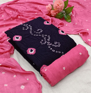 KREZVI Viscose Rayon Polka Print, Printed, Self Design, Colorblock Salwar Suit Material