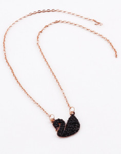 Mallepula Rose Gold Plated Black Duck Swan Pendant Necklace Chain for Women 18Inches Gold-plated Swarovski Crystal Brass Pendant Set