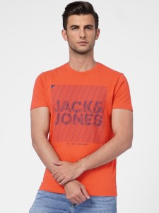 JACK & JONES Printed Men Round Neck Red T-Shirt
