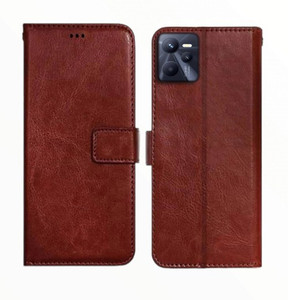 Coque Portefeuille Livre Avec Rabat Et Pochette Carte Pour REALME C35 - Noir Cuir PU