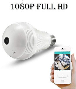 Bzrqx 1080P HD 360 Panoramic Wireless CCTV Camera Smart LED Bulb Holder Supports 64Gb Security Camera