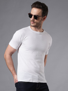 THE EG STORE Solid Men Round Neck White T-Shirt