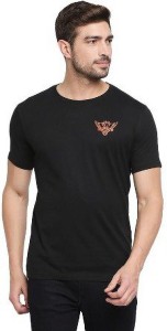 FanCode-SRH Solid Men Round Neck Black T-Shirt