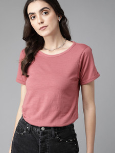 Roadster Casual Solid Women Pink Top