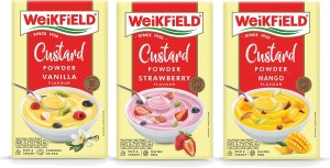 WeiKFiELD Combo Of Custard Powder Strawberry , Mango & Vanilla Flavor 75 Gm Each Custard Powder