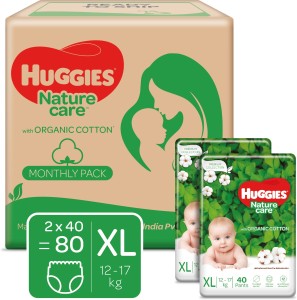 Huggies Nature Care Premium Baby Diaper Pants Made with 100% Organic Cotton , (12-17 Kg) - XL