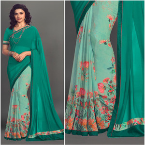 VIRHAN Embellished, Digital Print, Printed Bollywood Georgette, Chiffon Saree