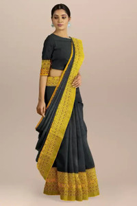 TRADITIONAL MANUFACTURER HOUSE Solid/Plain Handloom Pure Cotton Saree