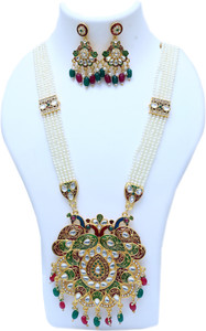 vaani Pearl Long Necklace Jewellery Set for Women ( AS514 ) Cubic Zirconia Gold-plated Plated Metal Necklace