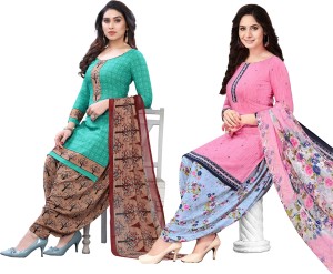 Samah Crepe Floral Print Salwar Suit Material