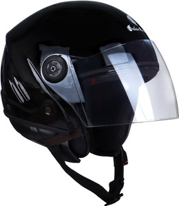 urban carrier Open Face Helmet with Clear Visor Motorbike Helmet-ABS Material, Black Motorbike Helmet