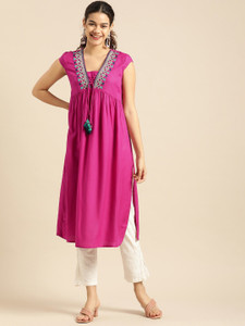 nwb Women Embroidered Flared Kurta
