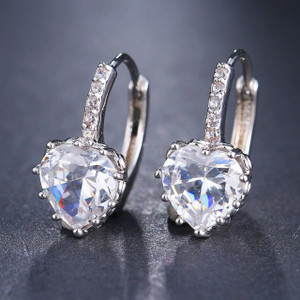 MYKI Casual White Stone Stud Earrings For Women & Girls Swarovski Zirconia Metal Hoop Earring