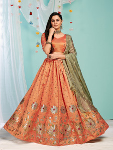 ETHINIK WORLD Embroidered Semi Stitched Lehenga Choli